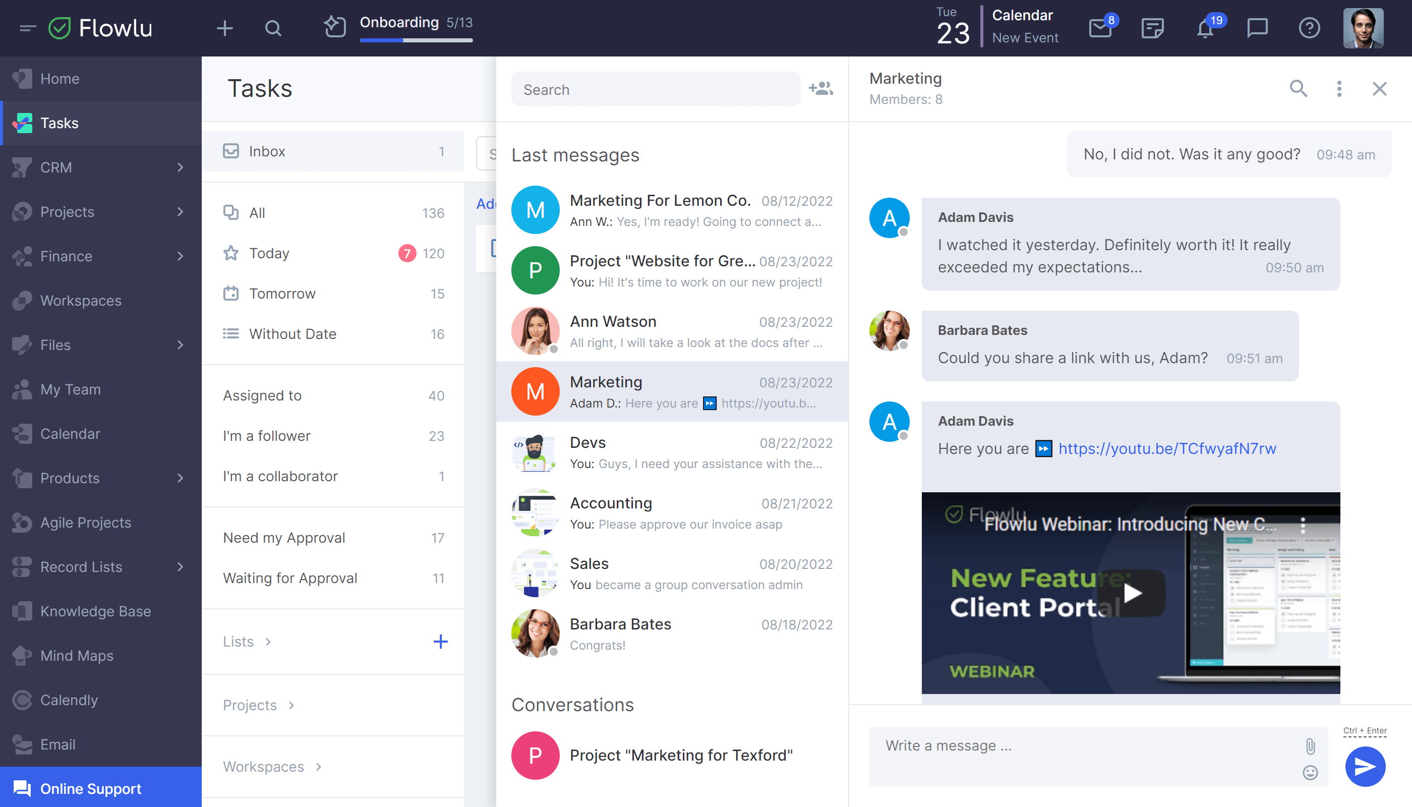 Flowlu Team Messenger