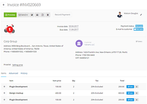 flowlu invoice online invoicing software