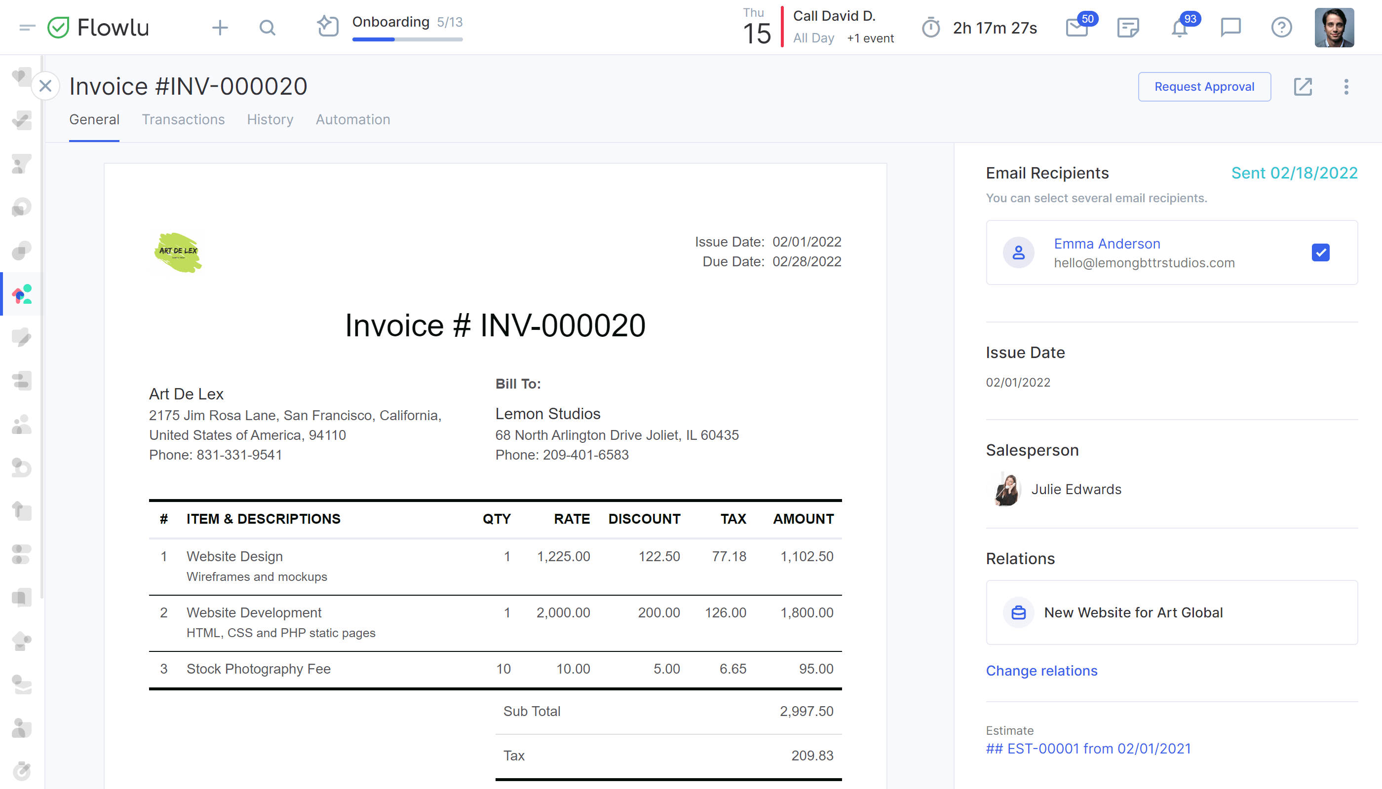 Flowlu Invoicing for IT Services