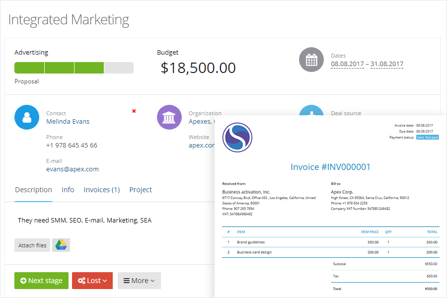 Invoices Through The CRM