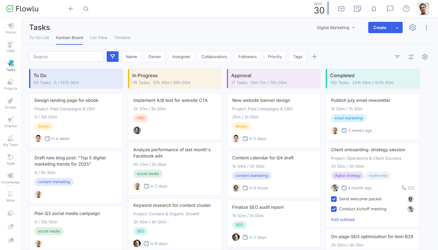Flowlu - Mantener el flujo de trabajo
