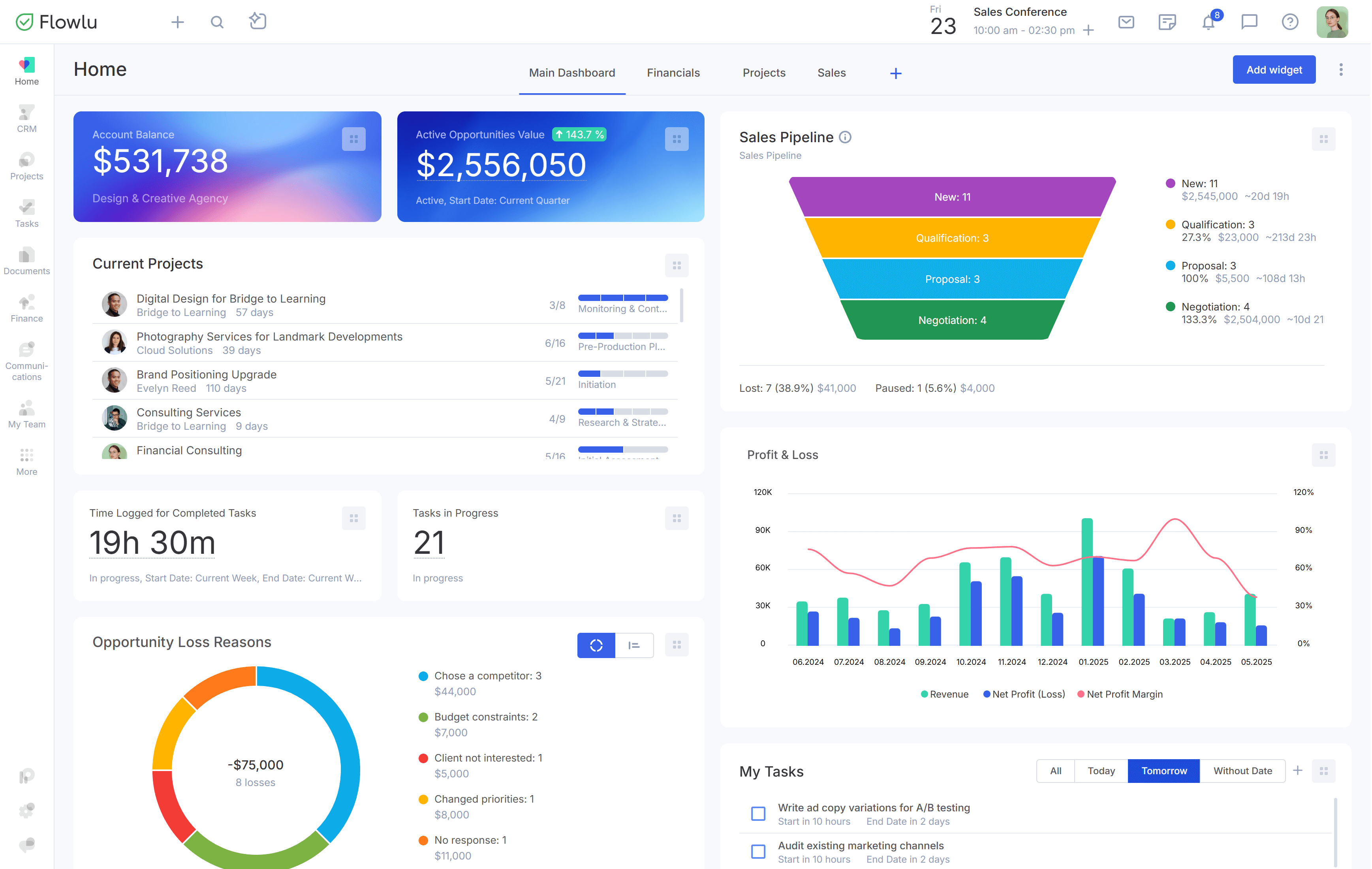Flowlu - Claro. Organizado. En un solo lugar.