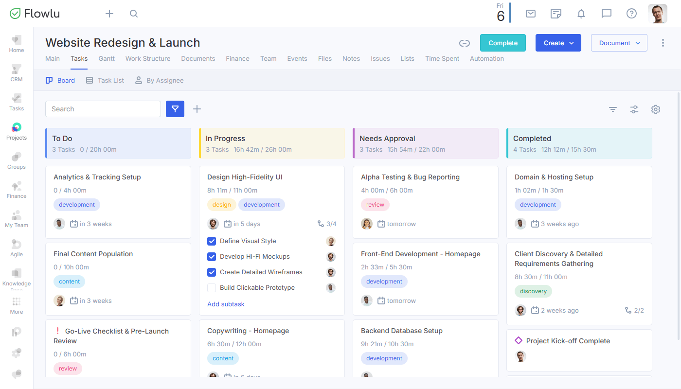 Flowlu - Gestión de proyectos basada en la nube