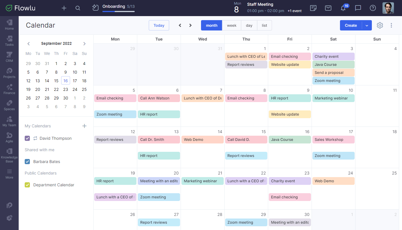 Flowlu - Schedule Events