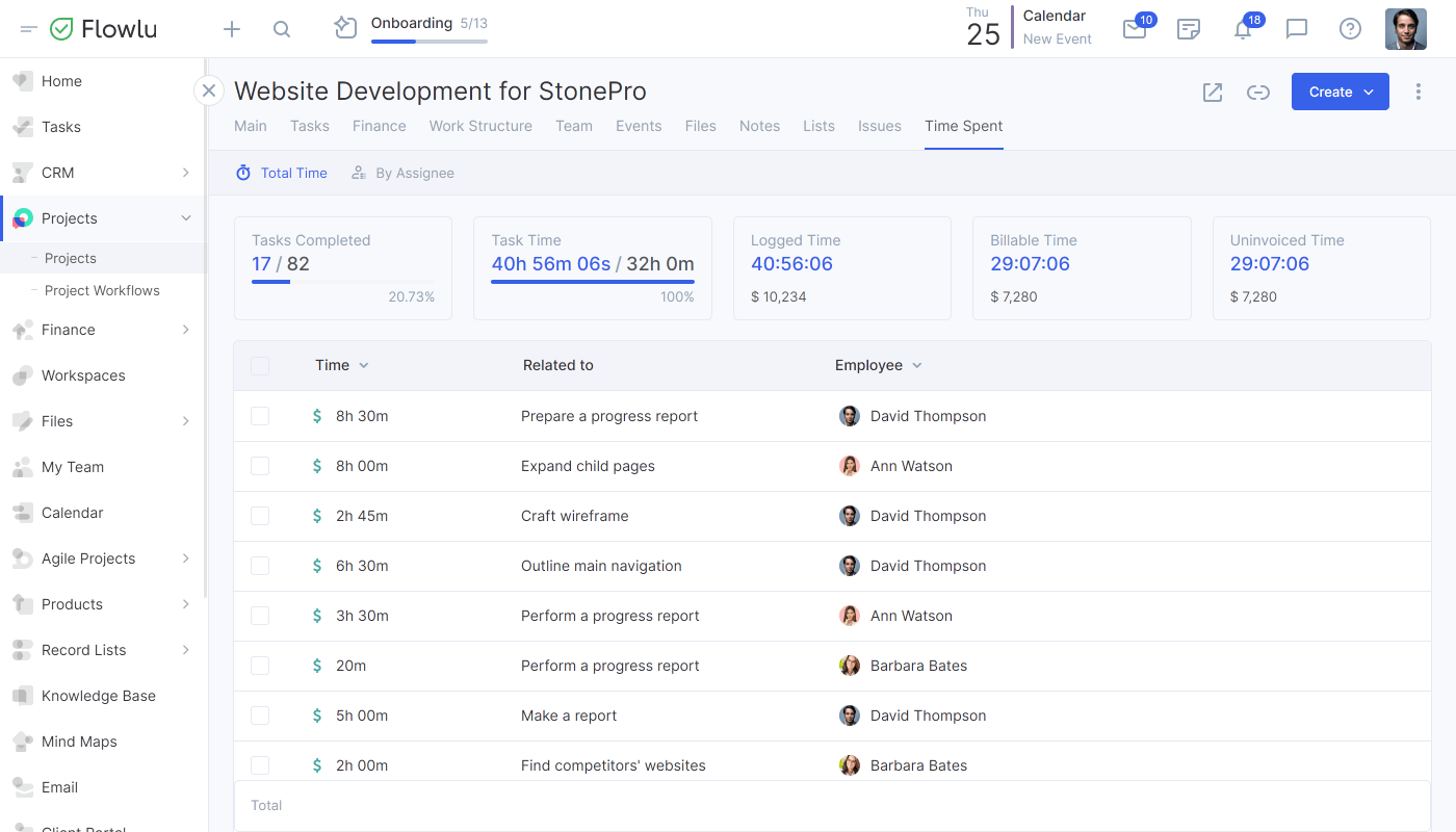 Flowlu - Keep Track of Billable Time