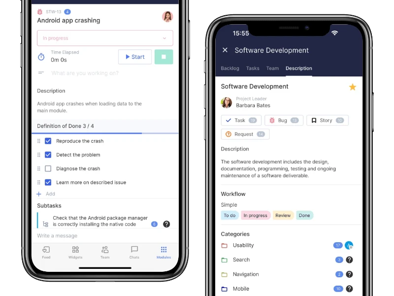 Flowlu - O que há na aplicação móvel: Módulo Agile e nova navegação