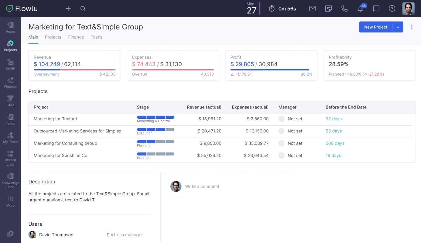 Flowlu - Reúna todos os seus projectos em portefólios!