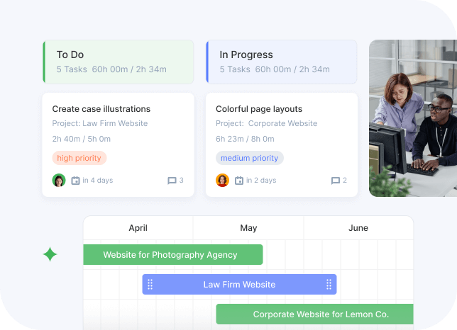 Flowlu - Vistas de tareas y flujos de trabajo de proyectos