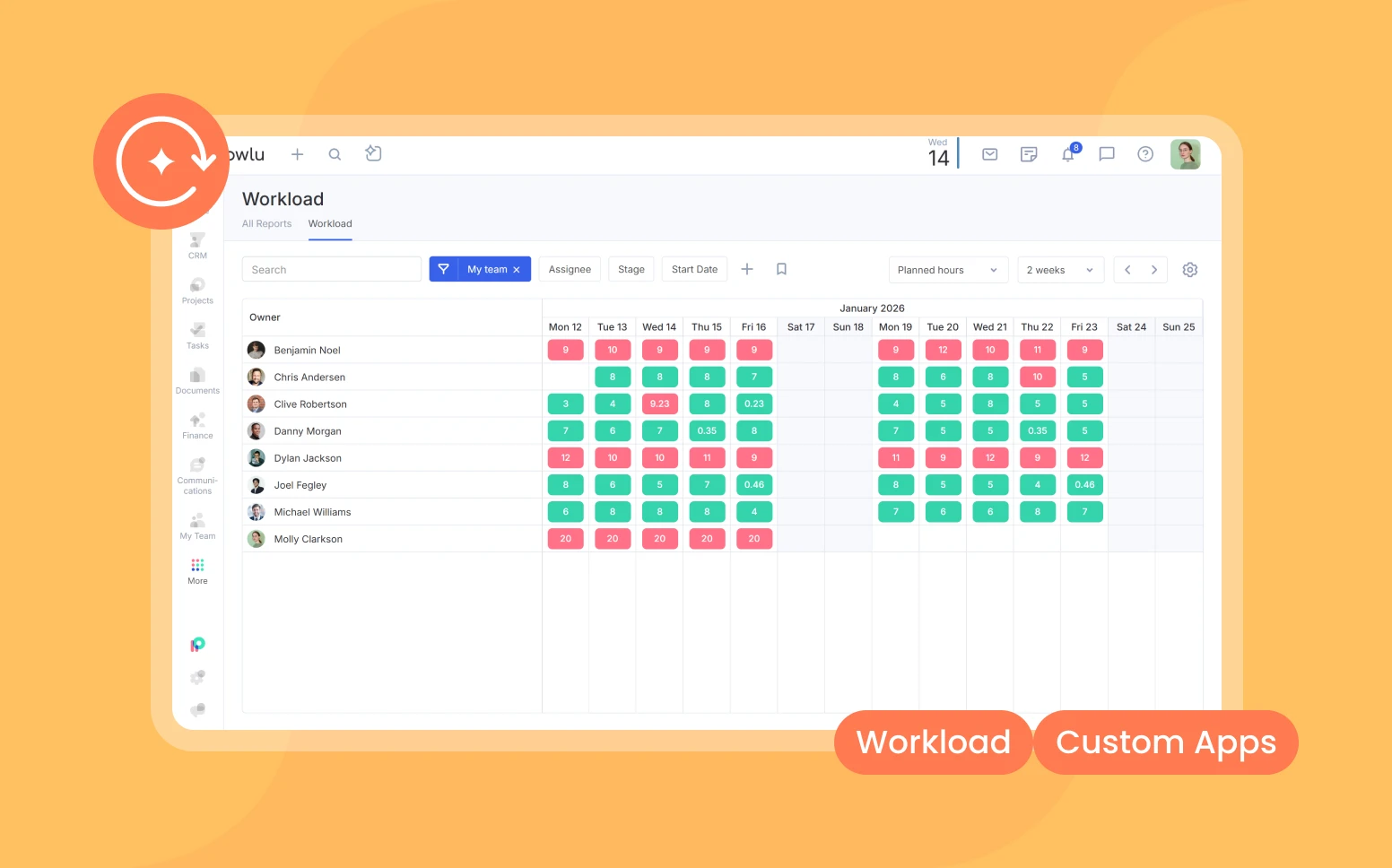 Flowlu - Atualizações de novembro–dezembro: relatórios de carga de trabalho, aplicativos personalizados e melhorias no dia a dia para aumentar a produtividade