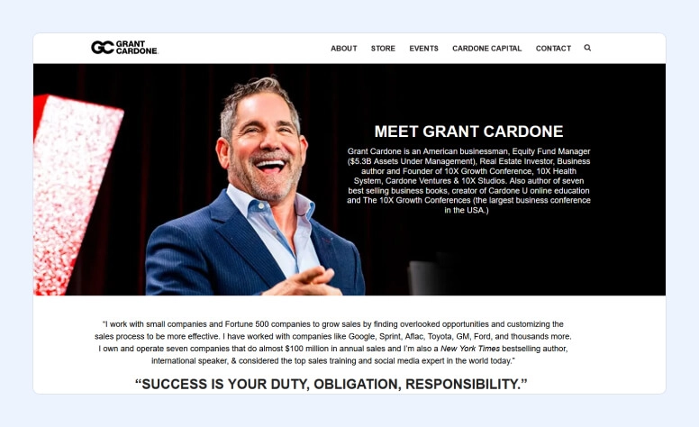 Grant Cardone home page