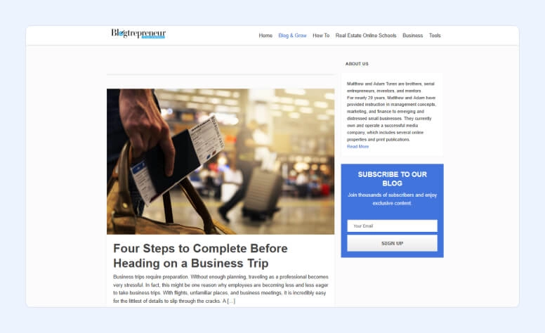 Blogtrepreneur home page