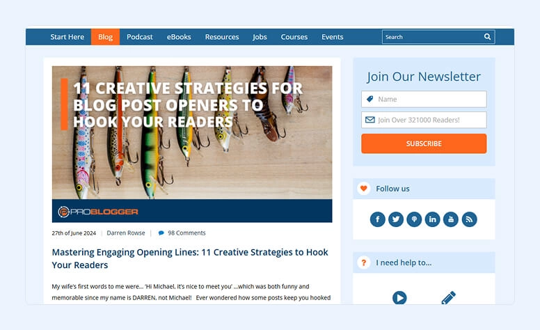 ProBlogger home page