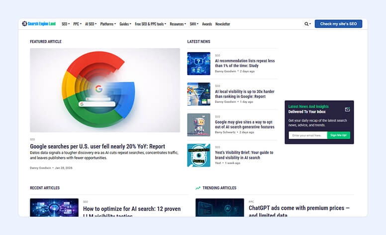 Search Engine Land home page