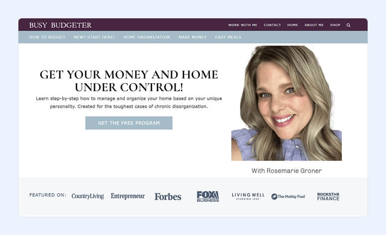 Busy Budgeter home page