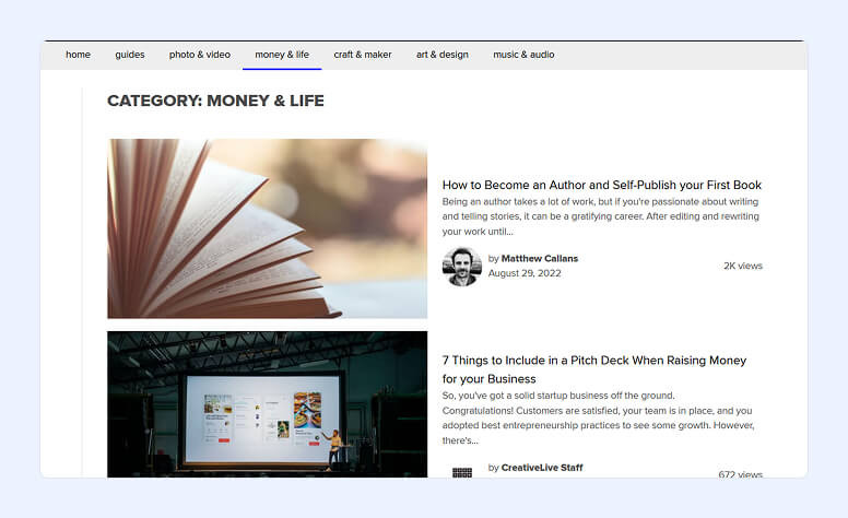 CreativeLive home page