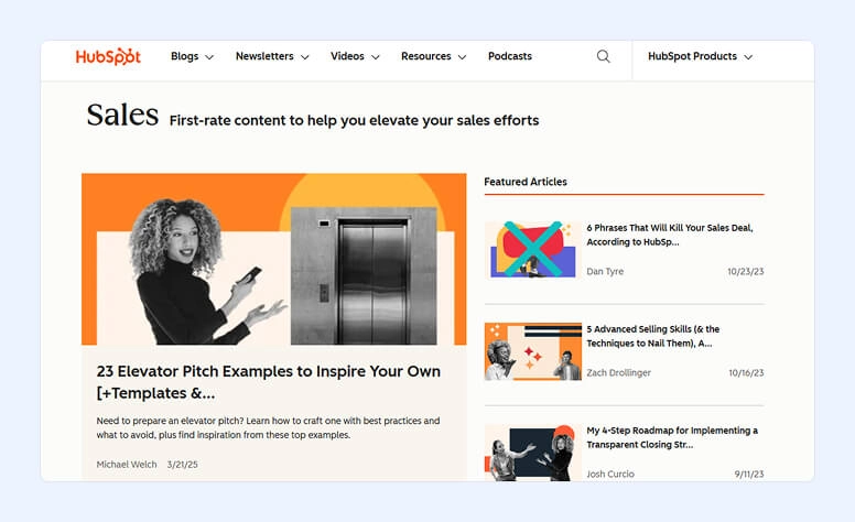 HubSpot home page
