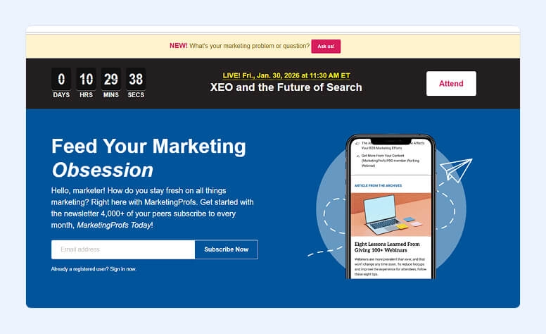 MarketingProfs home page