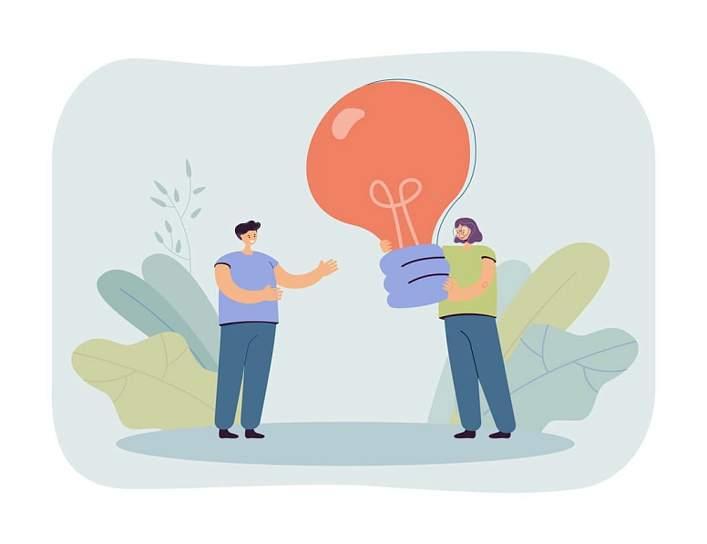 The happy team member give thumbs up