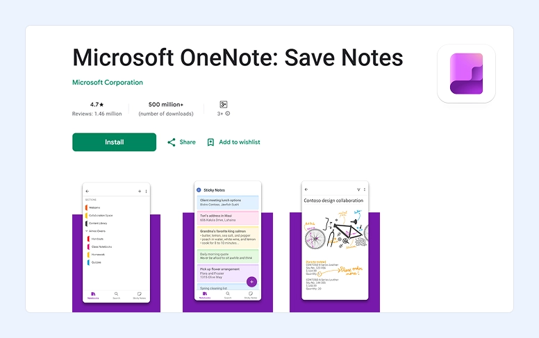 Microsoft OneNote app