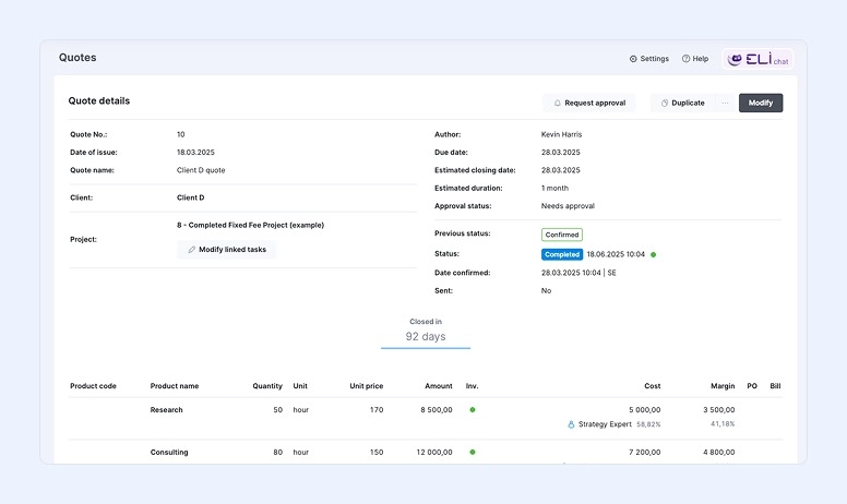 Interfaz de Cotizaci&oacute;n de Scoro