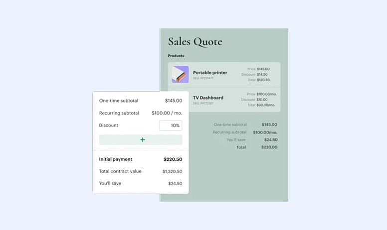 Interfaz de Cotizaci&oacute;n de PandaDoc