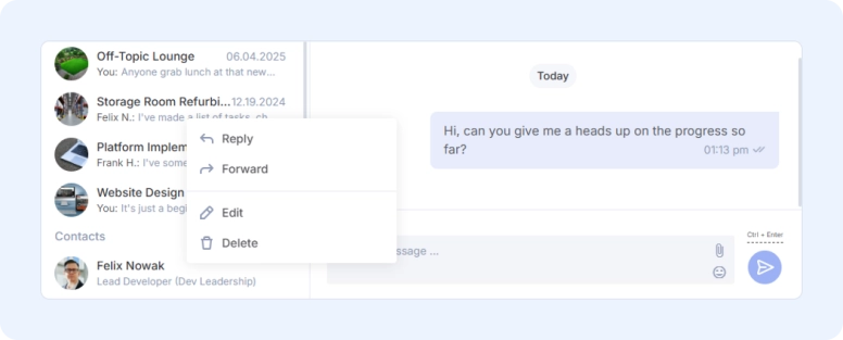 Delete chat messages option