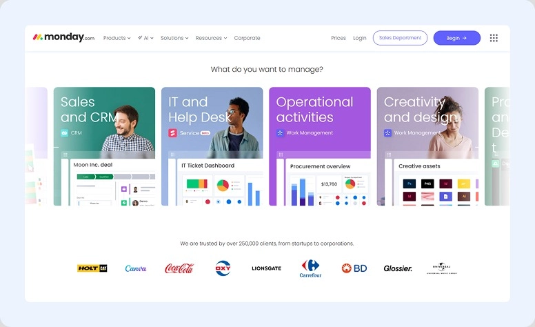 Monday.com home page