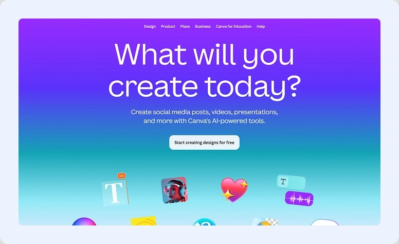Canva home page