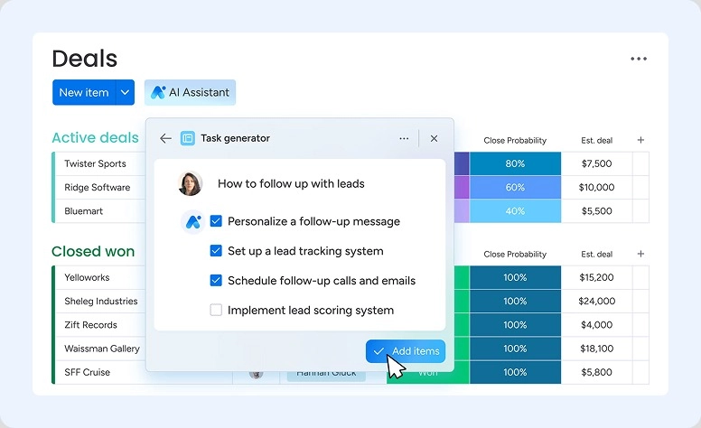 Monday.com CRM interface