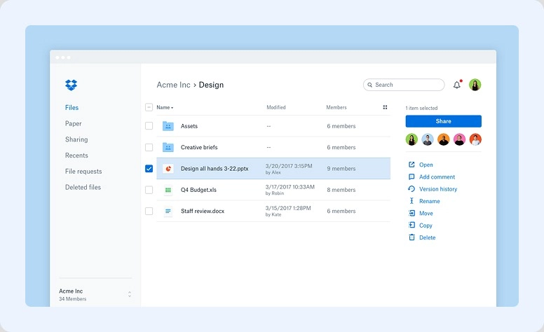 Dropbox Interface