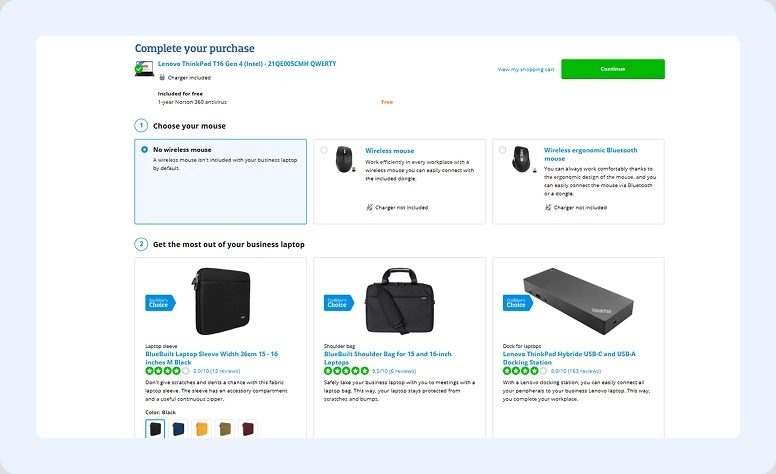 Exemplo de cross-selling da Coolblue