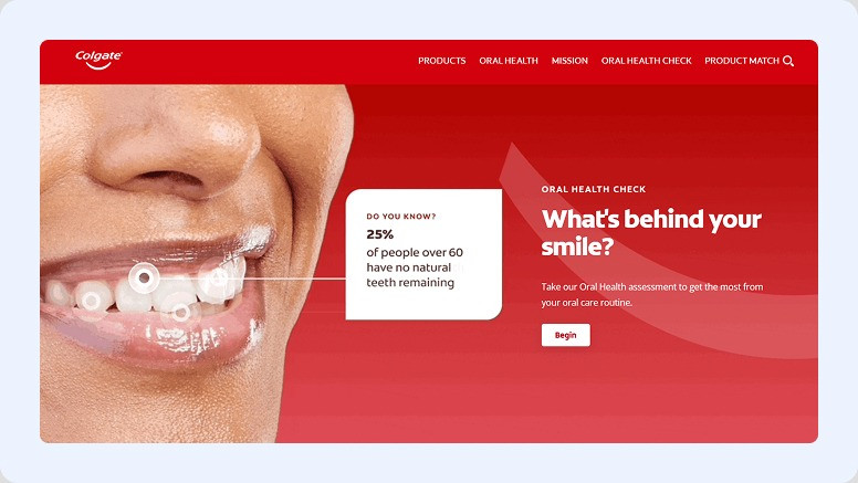 Exemplo de quiz da Colgate