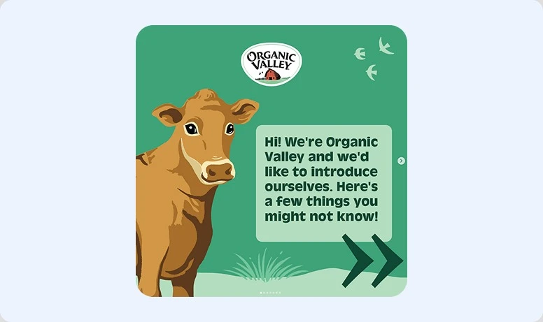 Exemplo de post de boas-vindas da Organic Valley