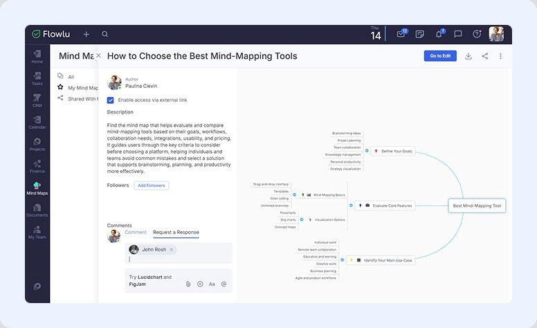 Flowlu's mind-mapping