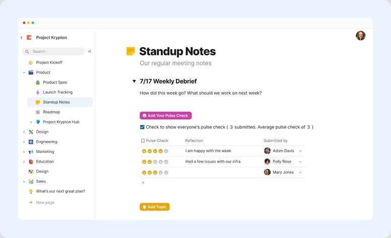 Standup Notes in Coda