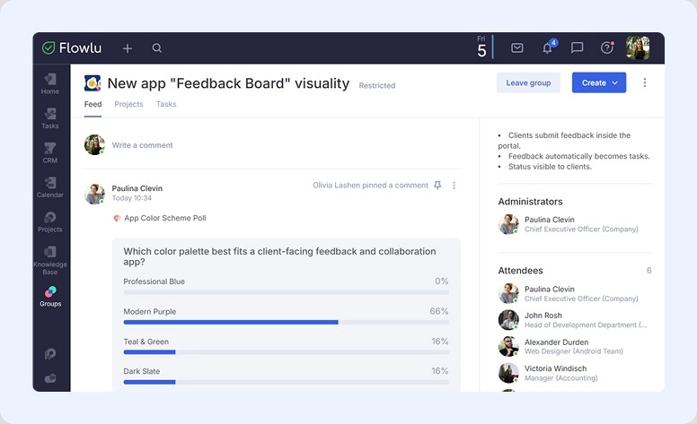 Flowlu Group Module: Poll