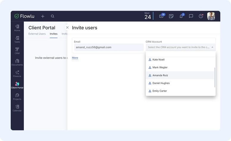 Invite users via Client Portal in Flowlu
