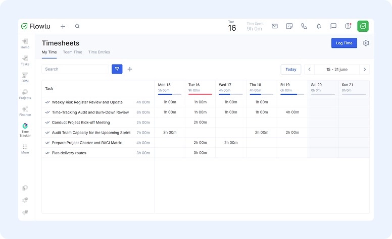 Timesheets in Flowlu