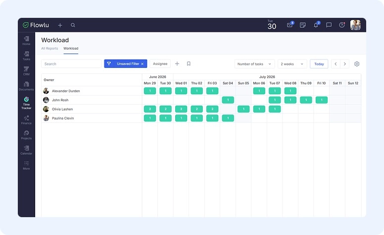 Workload in Flowlu