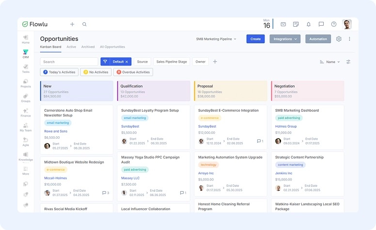 Flowlu CRM interface