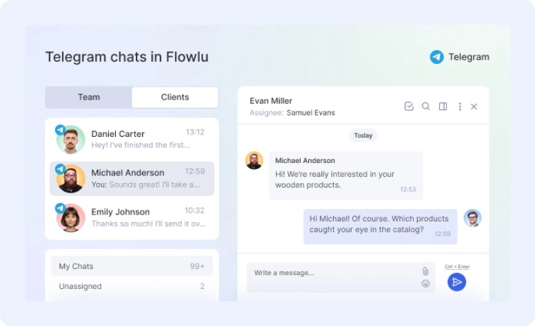 Personal Telegram in Flowlu