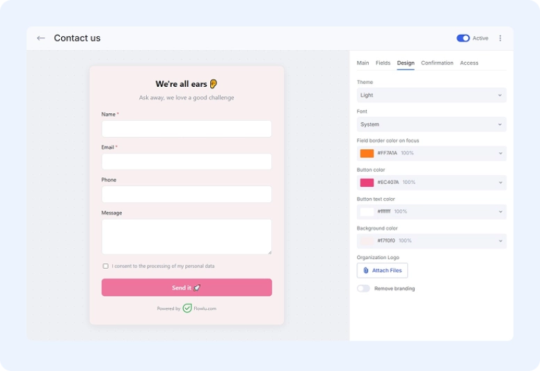 New Form Builder in Flowlu