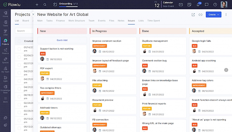 Project management software for kanban